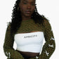 Apricity Ireland handmade crochet shrug green with white ribbons slow fashion made to order